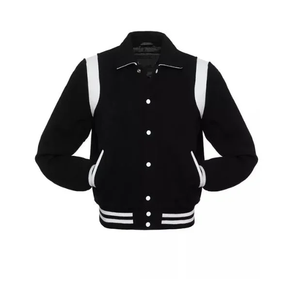 Black White Wool Varsity Jacket