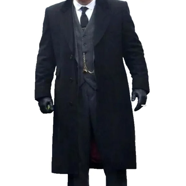 Shelby 1920's Gangster Black Long Overcoat For Men