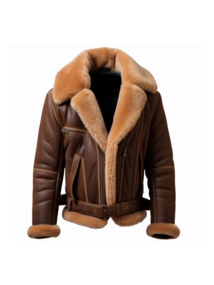 B3 shearling Brown Mens aviator jacket