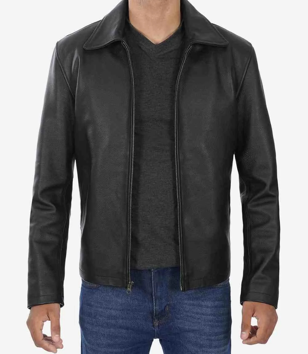 Men’s Black Cowhide Leather Jacket 1 Men’s Black Cowhide Leather Jacket