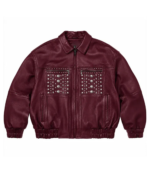 Genuine Multi Stud Black Leather Biker Jacket - Image 4
